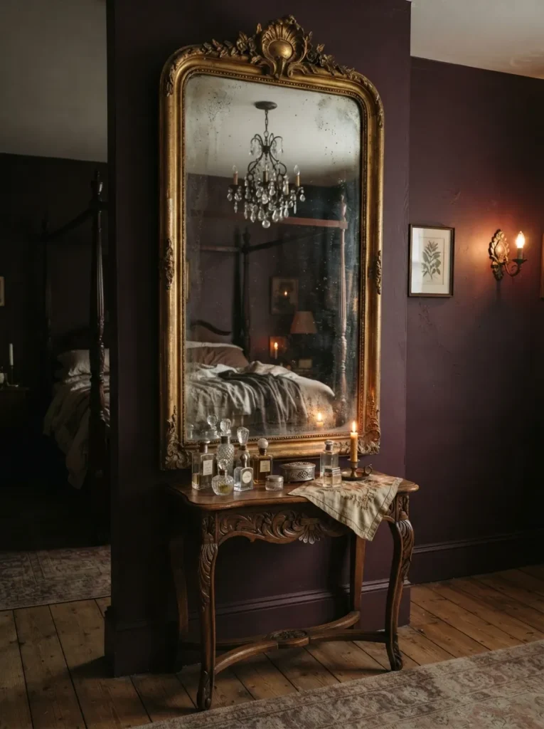 Antique Vintage Mirror - 19 Dark Feminine Bedroom Ideas That Feel Luxe and Moody