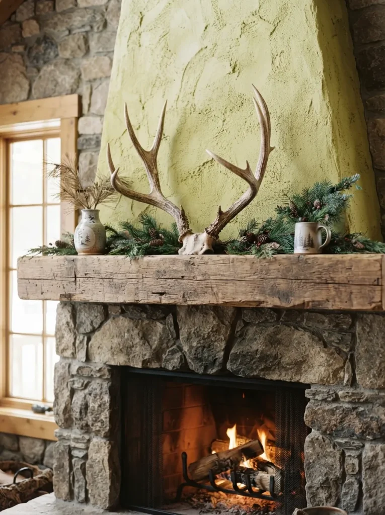 Antler Mantel Accents - 20 Christmas Mantel Ideas to Make Your Home Feel Cozy