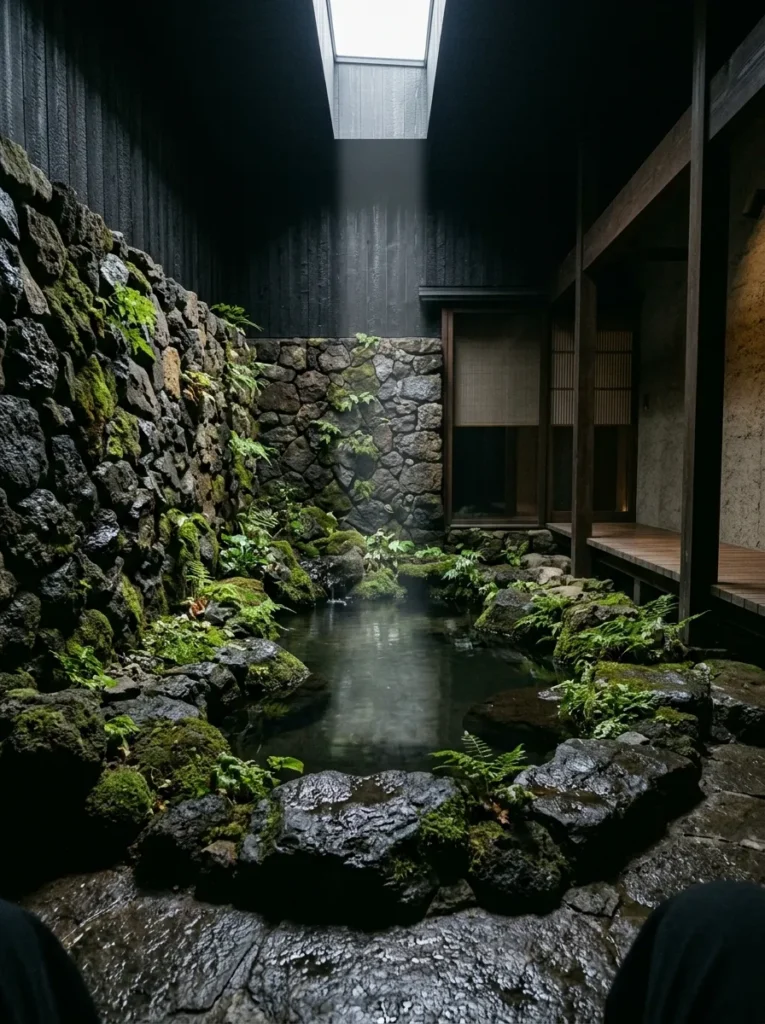 Basalt Stone Courtyard - 15 Indoor Pond Ideas to Create a Peaceful Home Oasis