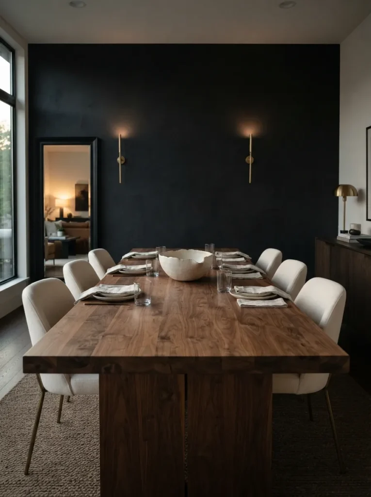 Black Wall Backdrop For Moody Dining Room - 20 Moody Dining Room Ideas That Feel Bold and Inviting