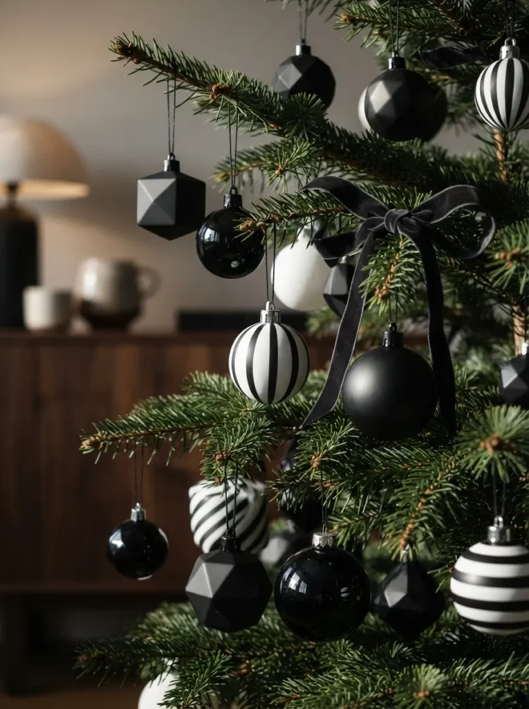 Black and White Ornaments - 21 Classy Christmas Decor Ideas That Feel Expensive