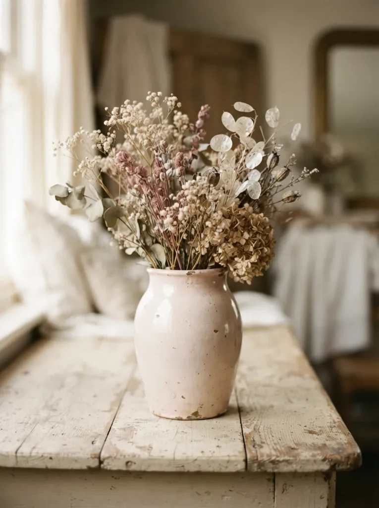 Blush Ironstone Vase - 21 Farmhouse Valentine Decor Ideas for a Cozy Home