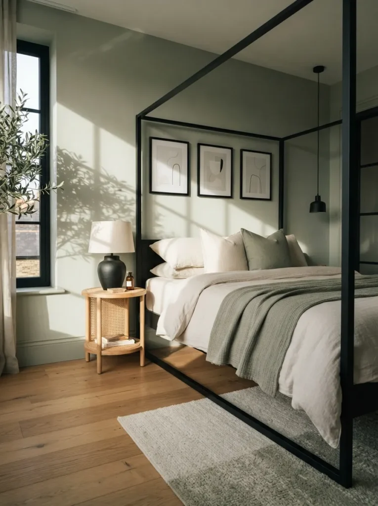 Blush Pink Contrast - 22 Sage Green Bedroom Ideas for a Calm Modern Retreat