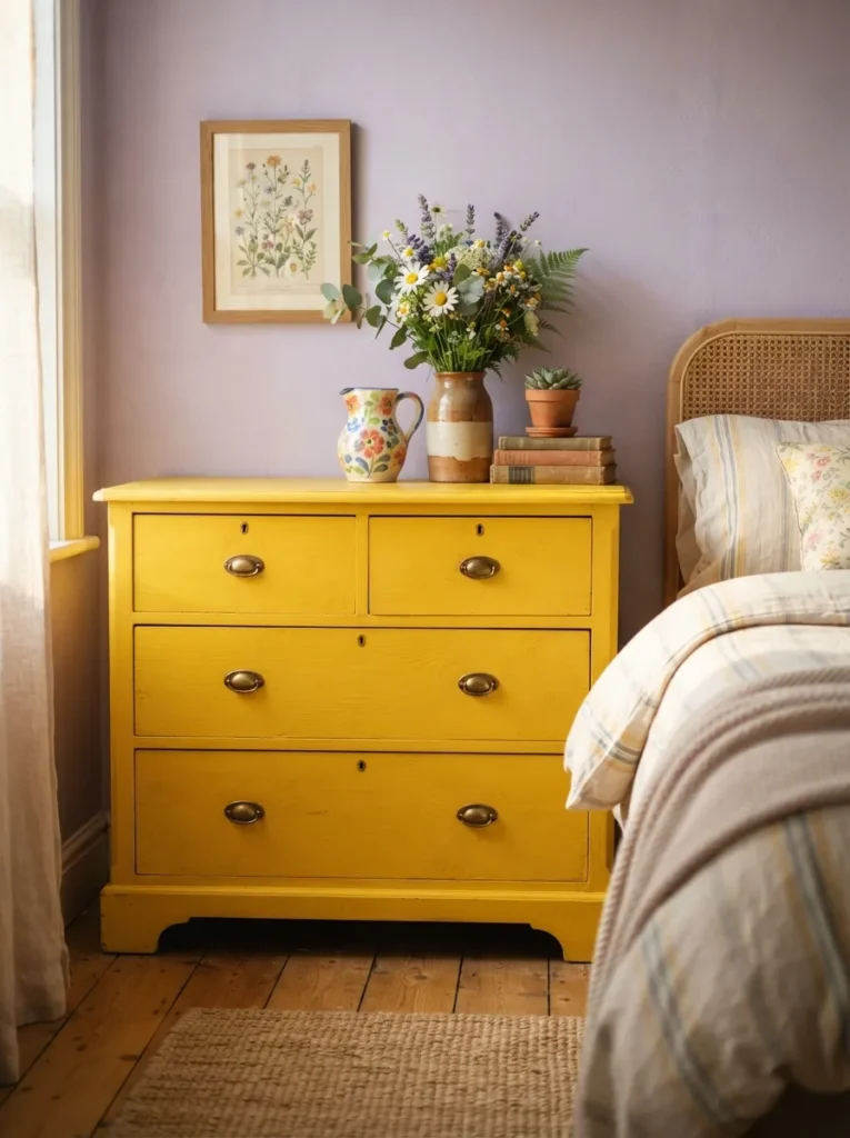 Bold Yellow Dresser - 20 Colorful Bedroom Ideas for a Bright Happy Space