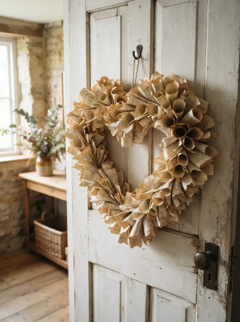 Book Page Heart Wreath - 21 Farmhouse Valentine Decor Ideas for a Cozy Home