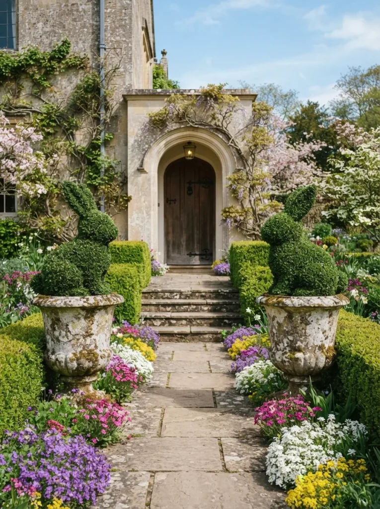 Bunny Topiary Planters - 17 Spring Front Door Decor Ideas to Welcome Spring