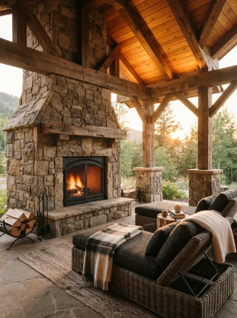 Cedar Roof Fireplace - 18 Covered Patio Design Ideas for Stylish Outdoor Living