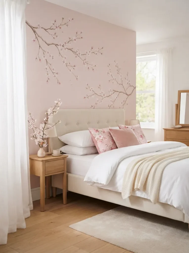Cherry Blossom Motif - 20 Colorful Bedroom Ideas for a Bright Happy Space