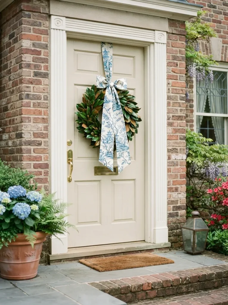 Chinoiserie Wreath Sash - 18 Easter Wreath Ideas for a Charming Front Door Look
