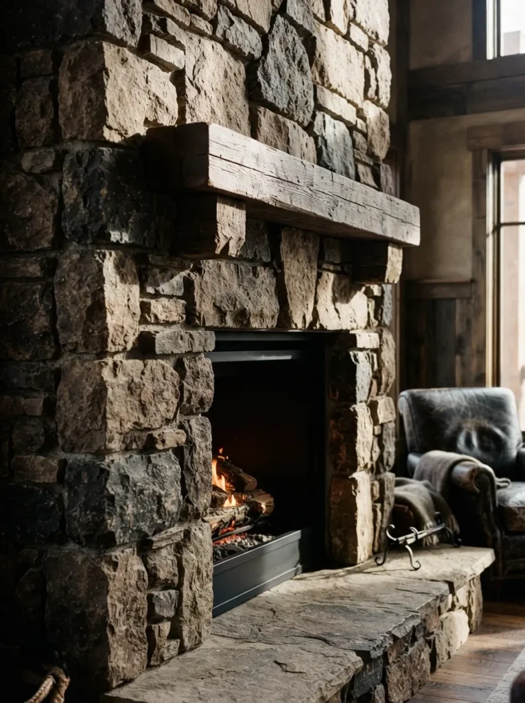 Chunky Stacked Stone - 18 Stone Fireplace Ideas for a Warm Rustic Home