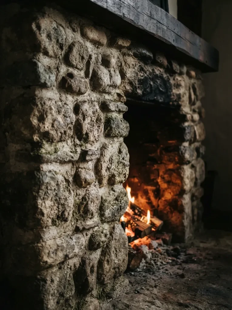 Cobblestone 3D Texture - 18 Stone Fireplace Ideas for a Warm Rustic Home