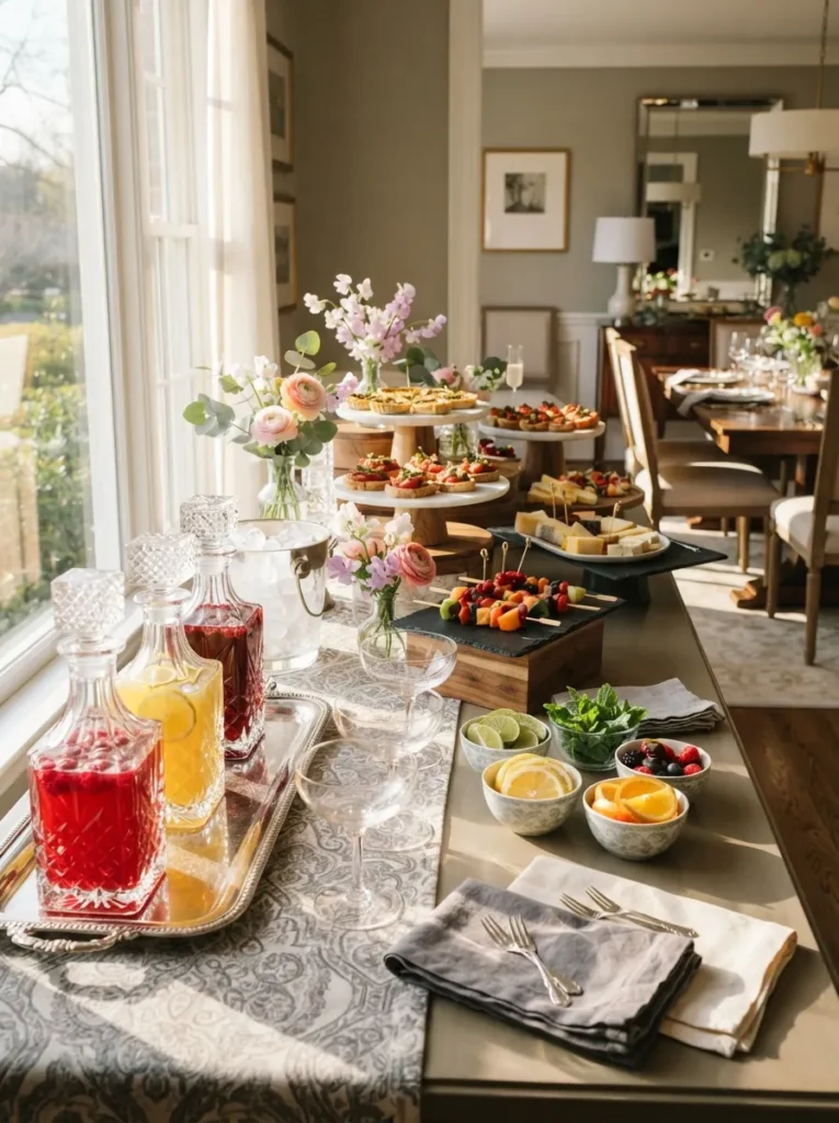 Cocktail Buffet Style - 21 Spring Tablescapes to Make Your Table Feel Fresh