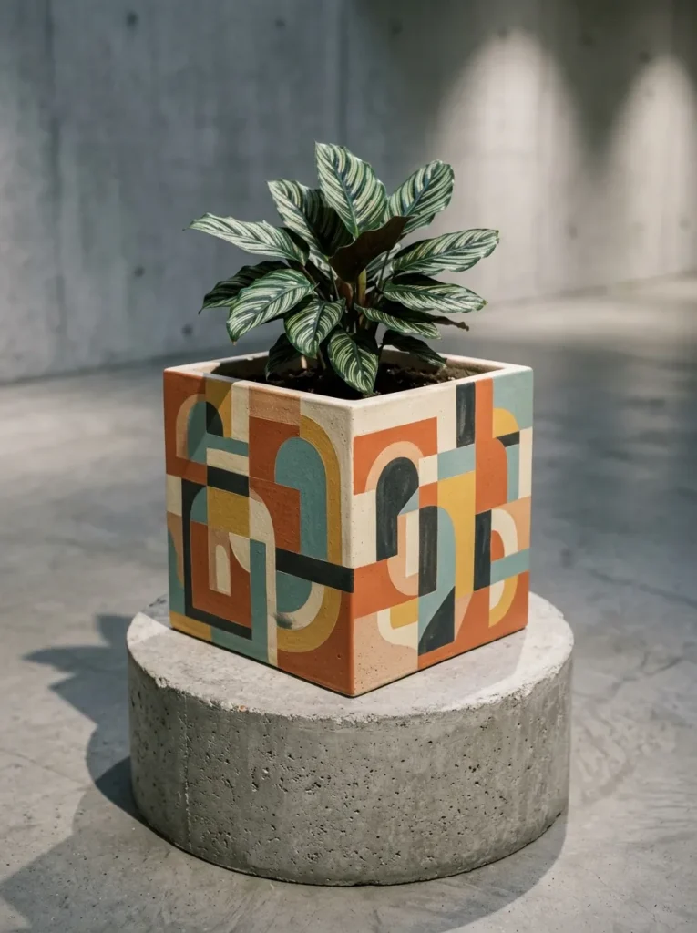 Color-Block Stencil Mix - 18 Pot Painting Ideas for a Fun Creative Home Project
