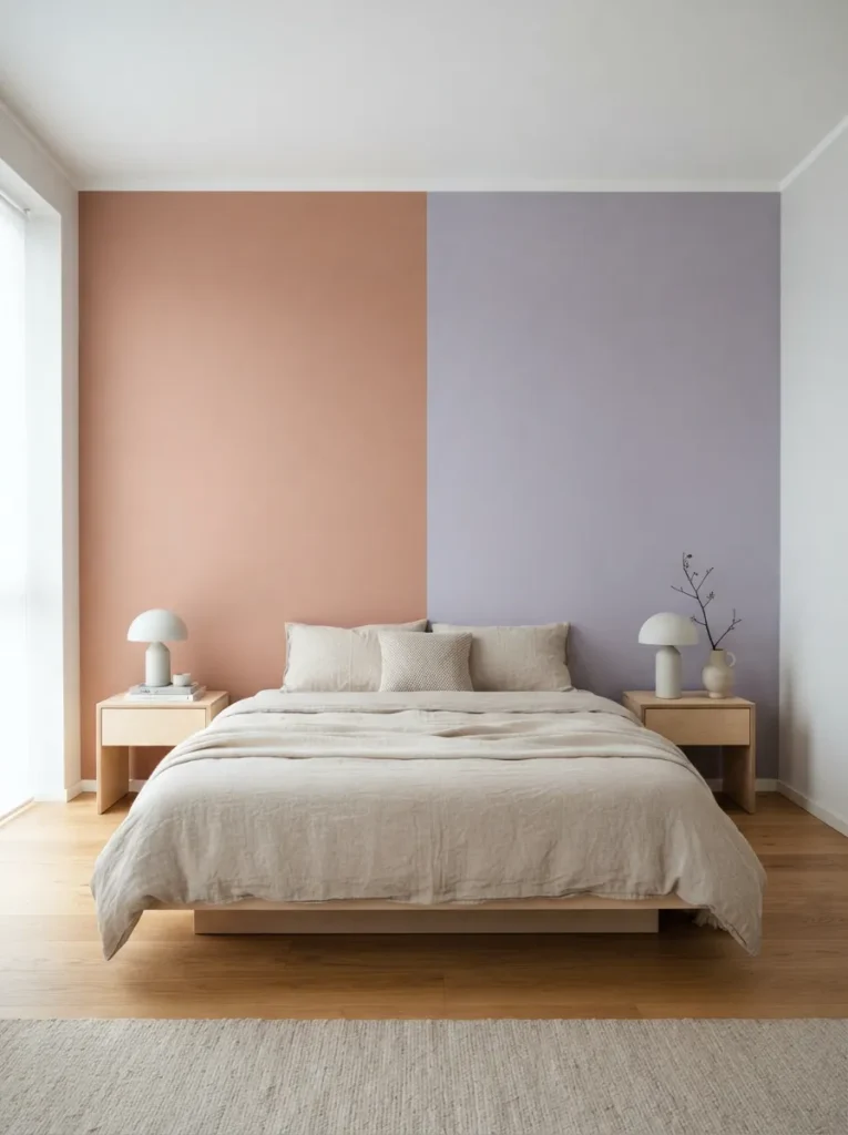 Color-Blocked Wall - 17 Stylish Ways to Decorate a Bed Without a Headboard