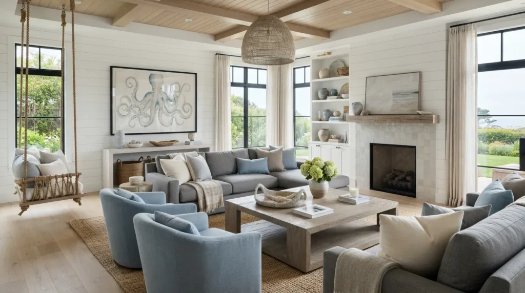 19 Contemporary Coastal Living Room Ideas for 2026 - Inspired Decoration