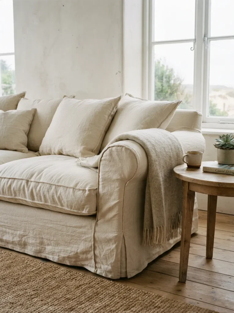 Creamy Slipcovered Seating - 19 Contemporary Coastal Living Room Ideas for 2026