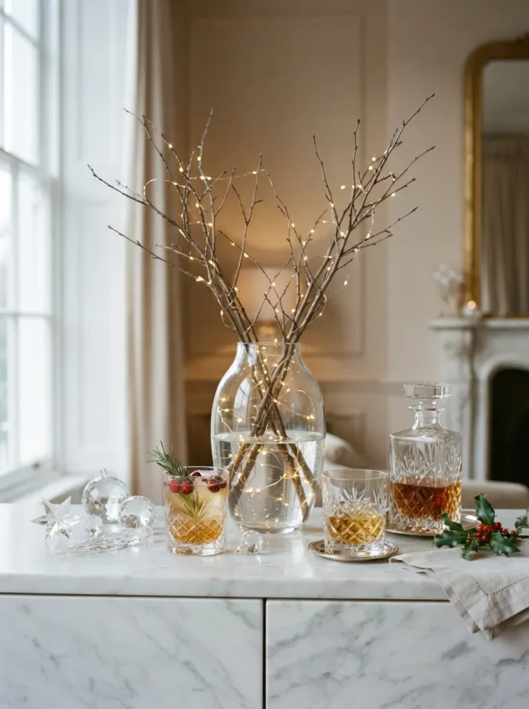 Crystal Glass Accents - 21 Classy Christmas Decor Ideas That Feel Expensive