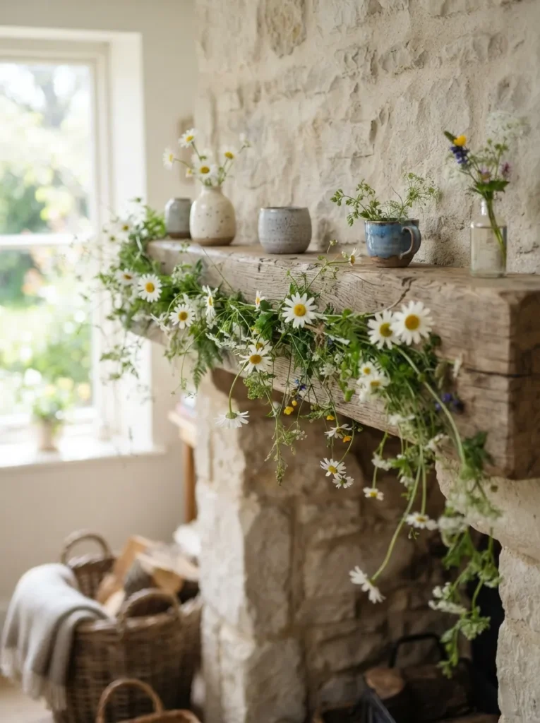 Daisy Garland Loose - 22 Spring Mantel Decor Ideas for a Fresh Seasonal Look