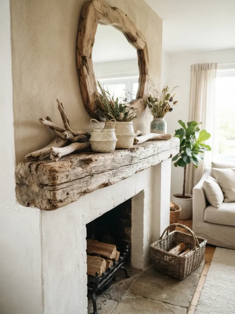 Driftwood Coastal Accents - 21 Year Round Mantle Decor Ideas for a Timeless Look