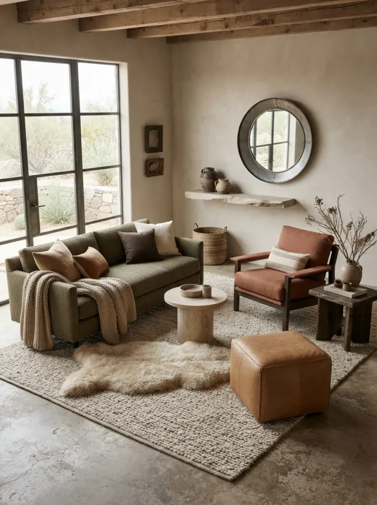 Earth-Toned Furniture Mix - 25 Modern Rustic Living Room Ideas That Feel So Cozy
