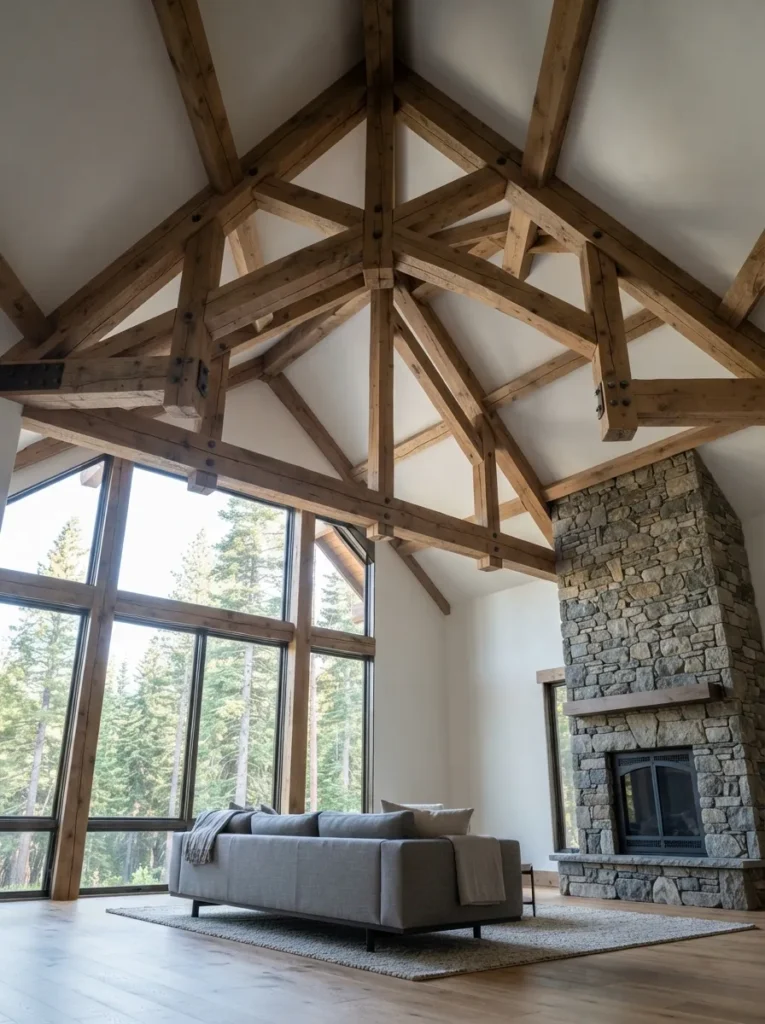 Exposed Ceiling Beams - 25 Modern Rustic Living Room Ideas That Feel So Cozy