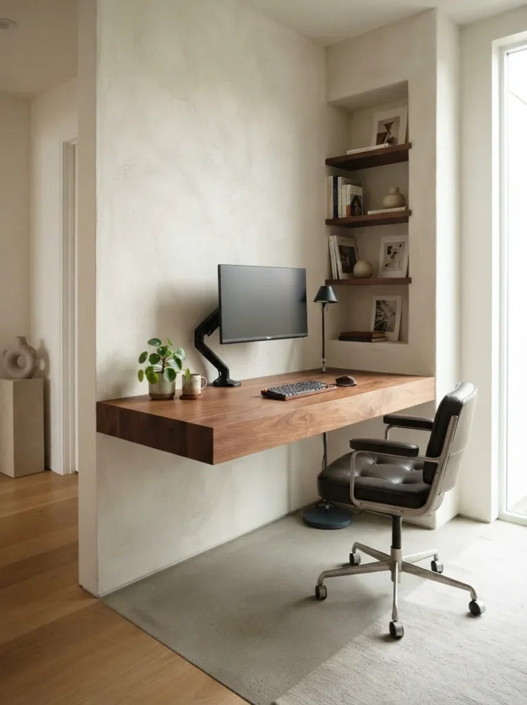 Floating Wood Desk - 19 Masculine Home Office Ideas That Feel Stylish and Refined