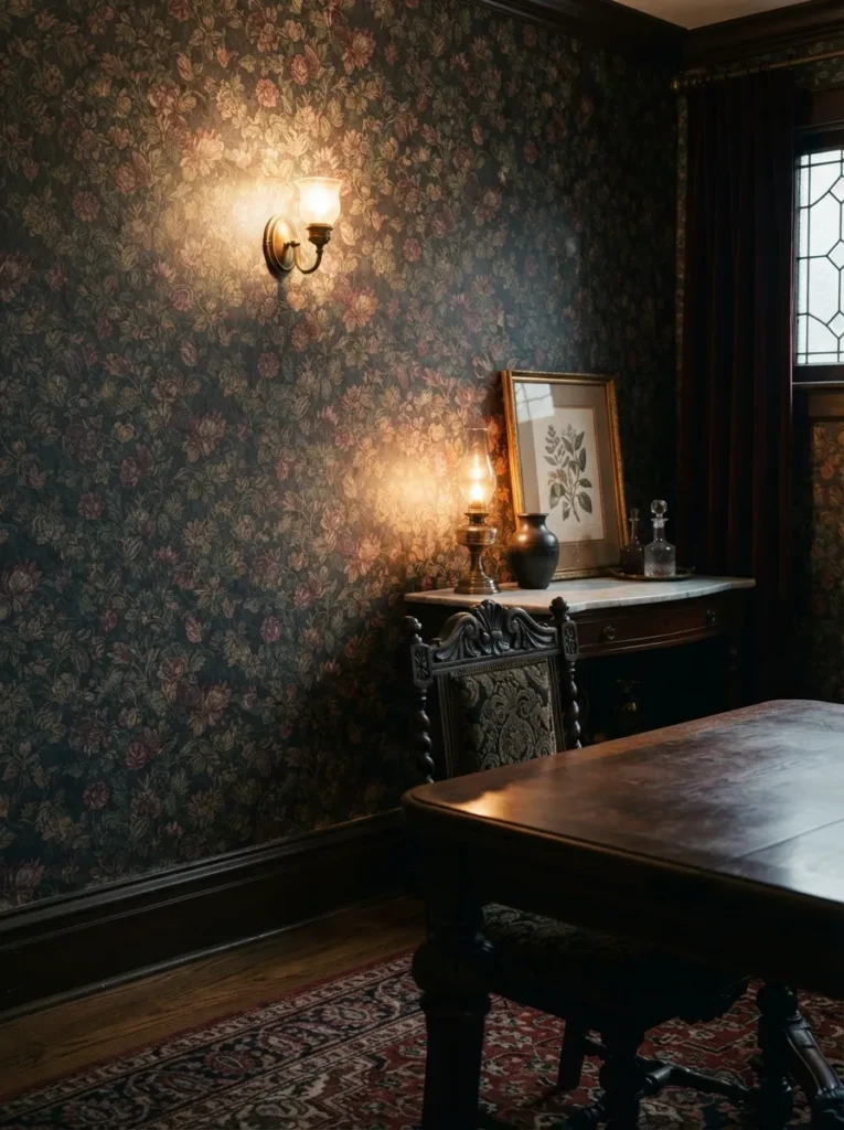 Floral Victorian Wallpaper - 20 Moody Dining Room Ideas That Feel Bold and Inviting
