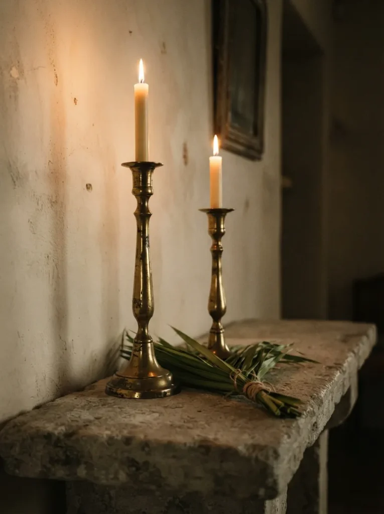 Gold Candlestick Pairing - 15 Palm Sunday Decorations to Make Your Home Feel Warm