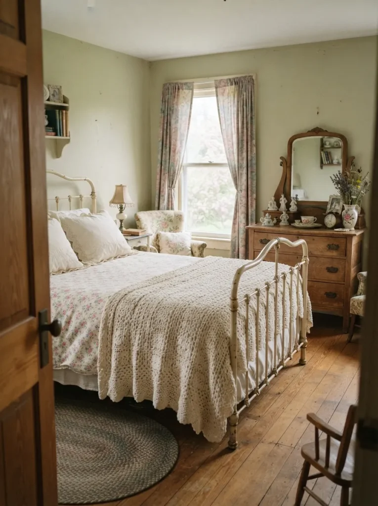 Grandma Chic Nostalgia - 20 Spring Bedroom Ideas for a Fresh and Cozy Retreat