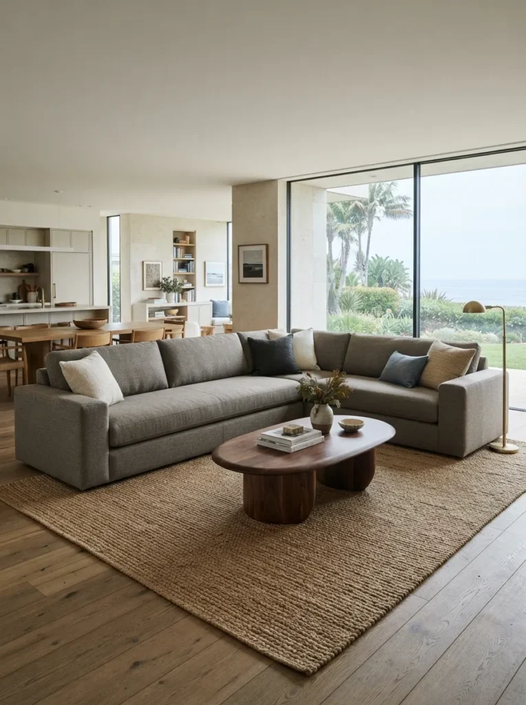Gray Sectional Sofa - 19 Contemporary Coastal Living Room Ideas for 2026