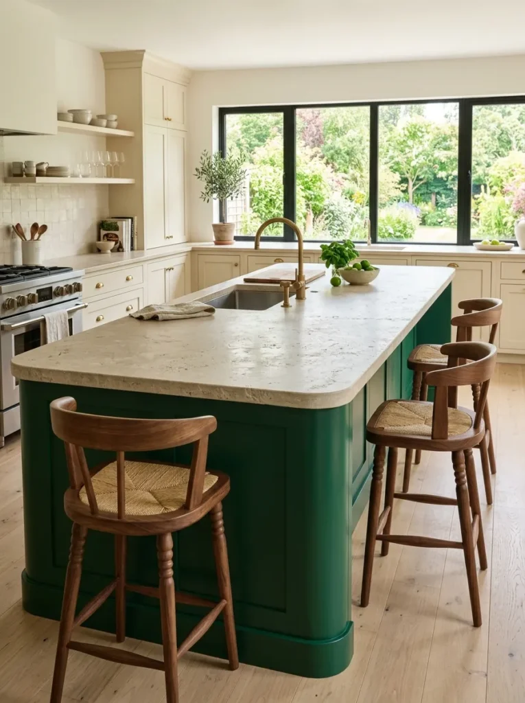 Green Kitchen Island - 19 Dark Green Kitchen Ideas for a Rich Modern Look