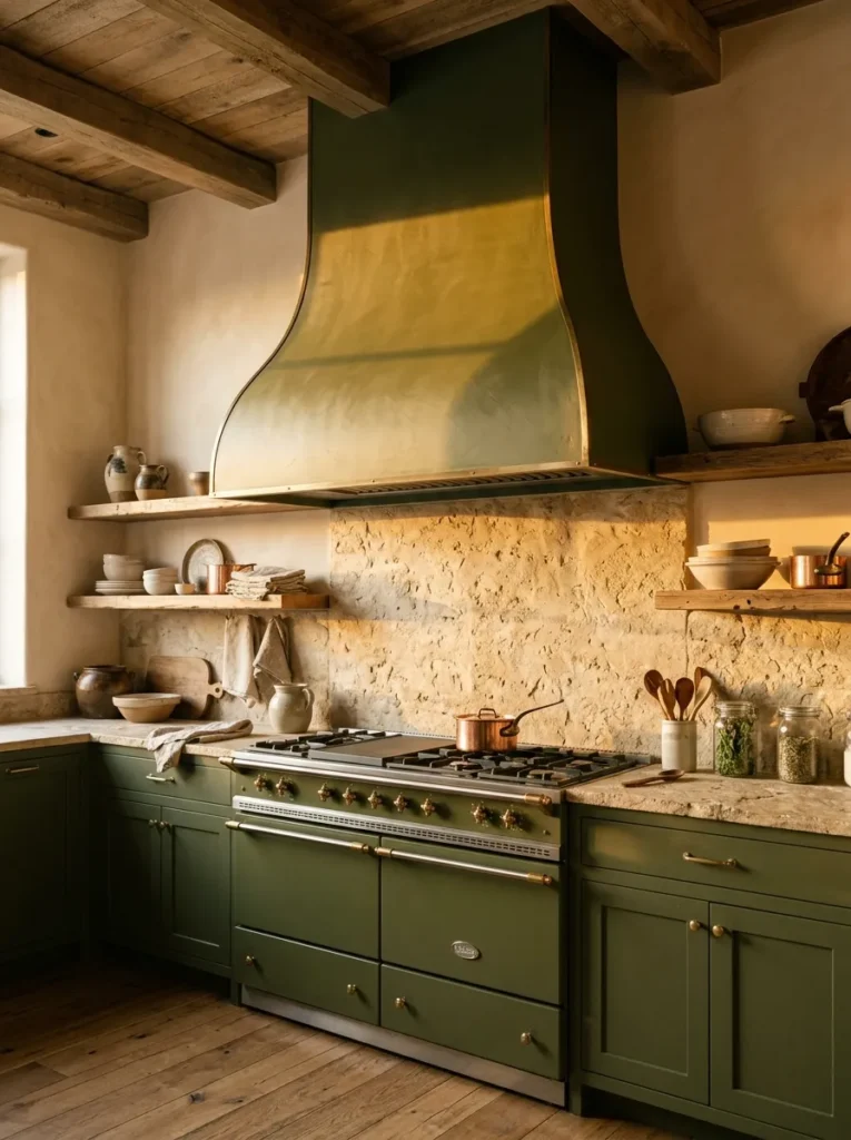 Green Range Hood - 19 Dark Green Kitchen Ideas for a Rich Modern Look