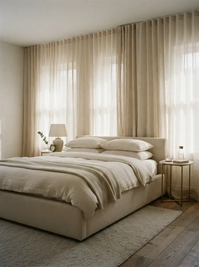 Hanging Curtain Backdrop - 17 Stylish Ways to Decorate a Bed Without a Headboard