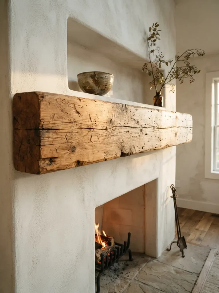Heart-Pine Mantel Beam - 21 Year Round Mantle Decor Ideas for a Timeless Look