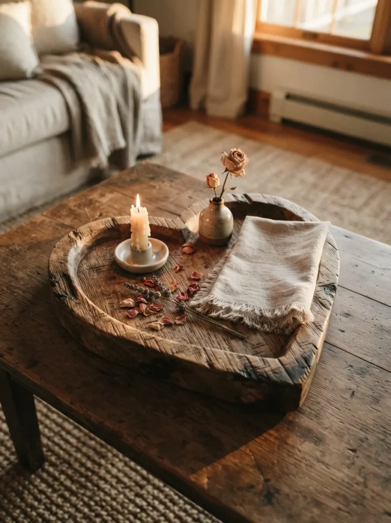 Heart-Shaped Wooden Tray - 21 Farmhouse Valentine Decor Ideas for a Cozy Home