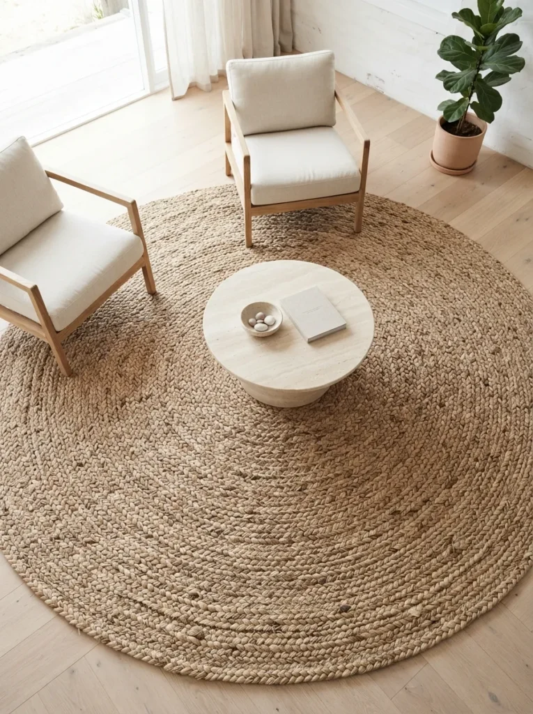 Jute Natural Rug - 19 Contemporary Coastal Living Room Ideas for 2026