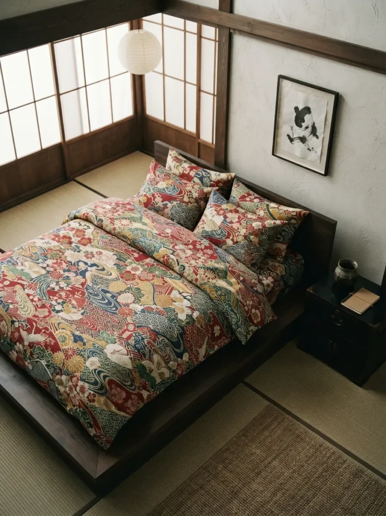 Kimono Pattern Theme - 20 Colorful Bedroom Ideas for a Bright Happy Space
