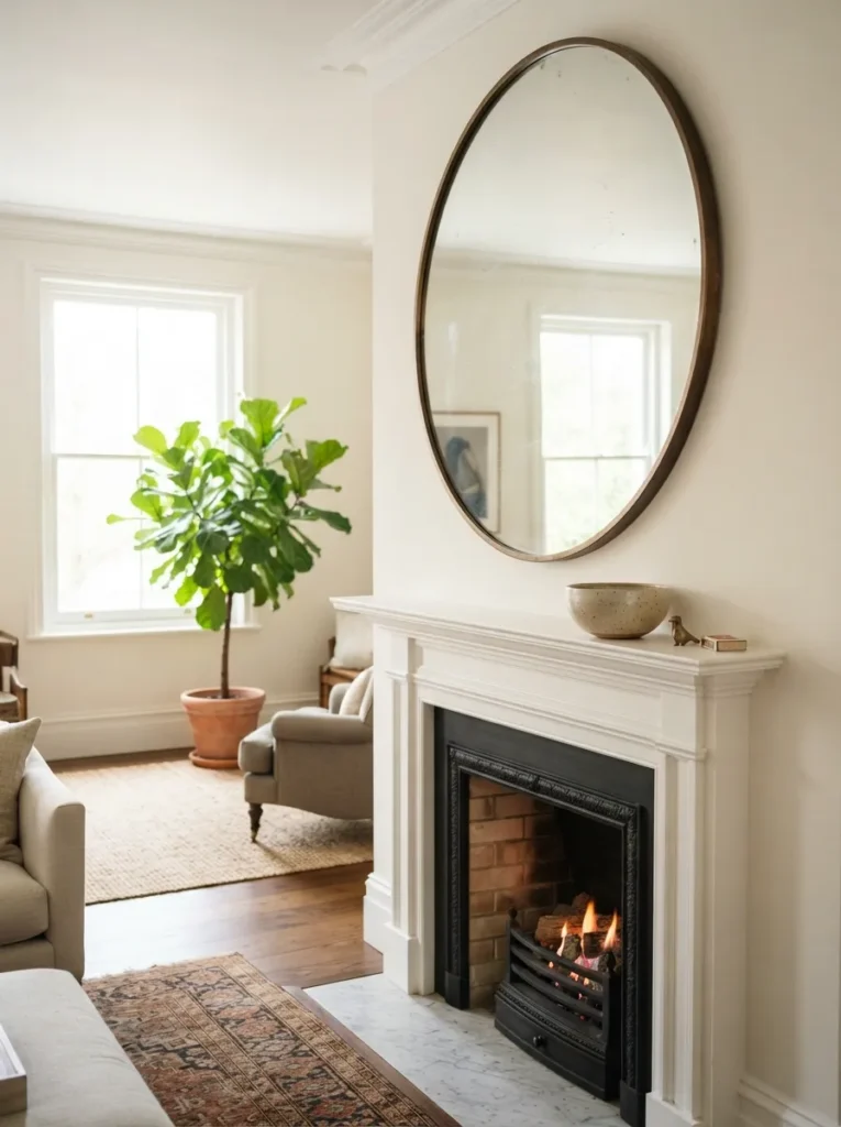 Large Round Mirror - 21 Year Round Mantle Decor Ideas for a Timeless Look