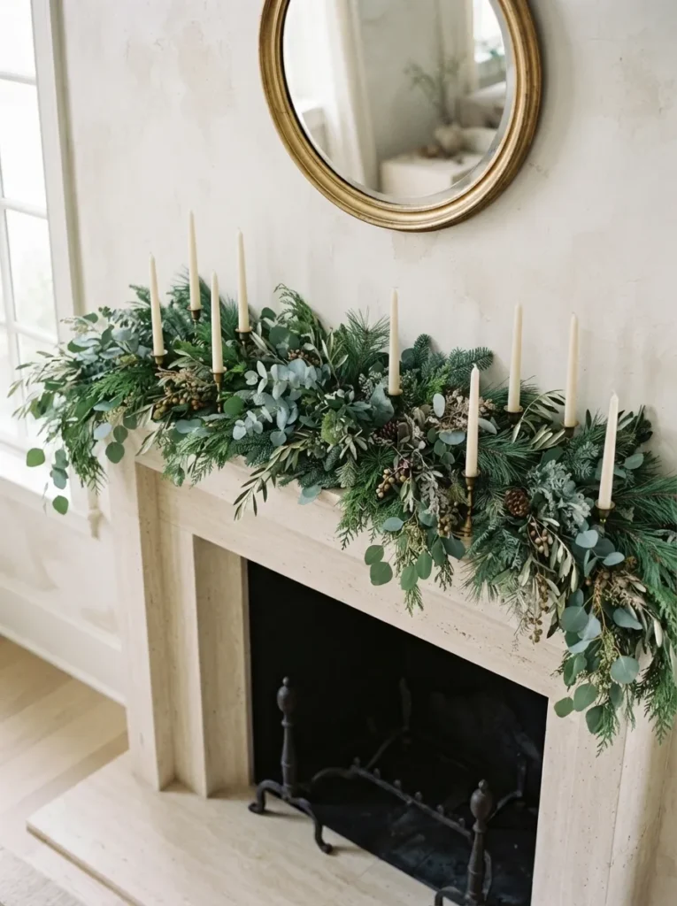Layered Mixed Greenery - 21 Classy Christmas Decor Ideas That Feel Expensive