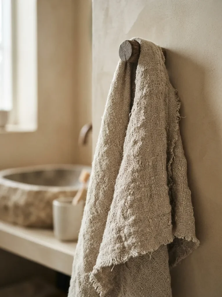 Linen Towel Texture - 18 Japandi Bathroom Design Ideas for a Calm Modern Space