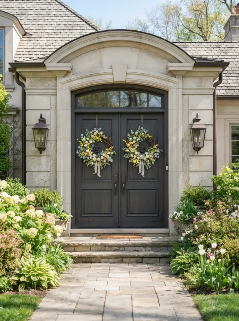 Matching Double Door Wreaths - 19 Spring Wreath Ideas for a Beautiful Front Door