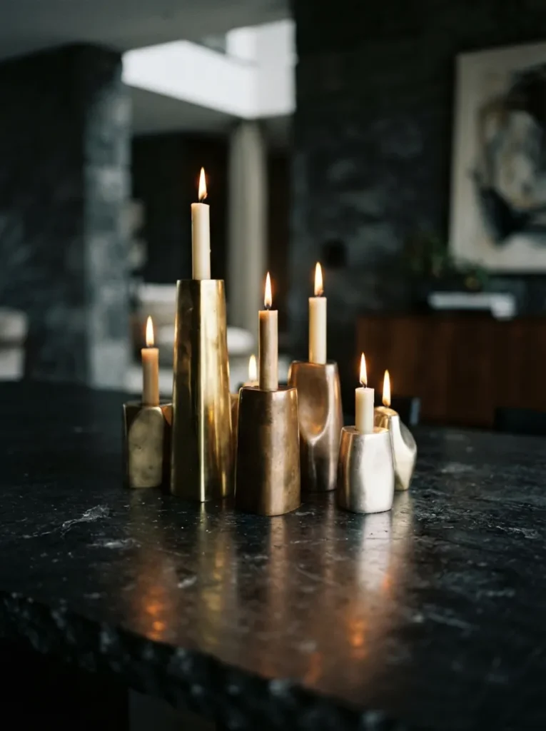 Metallic Candle Holders - 21 Classy Christmas Decor Ideas That Feel Expensive
