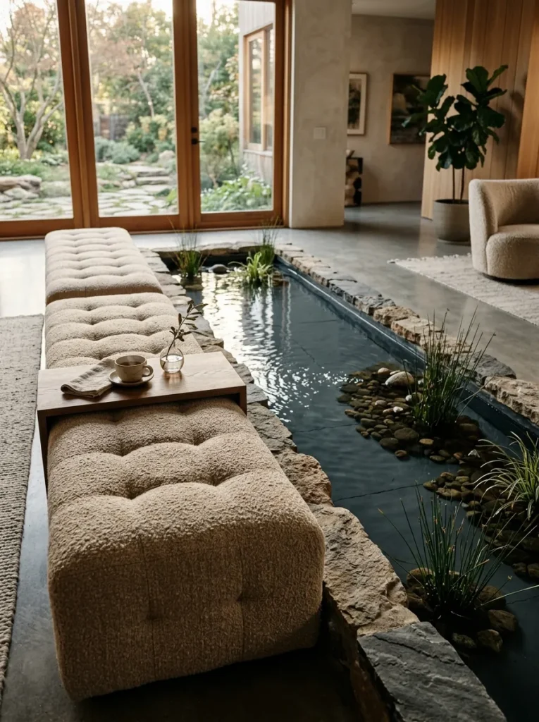 Minimalist White Stones - 15 Indoor Pond Ideas to Create a Peaceful Home Oasis