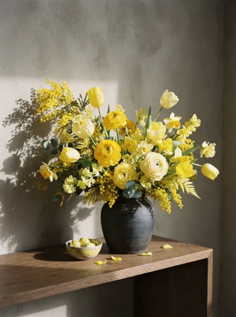 Monochrome Color Theme - 17 Easter Flower Arrangements That Feel Fresh & Easy