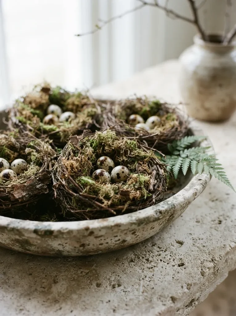 Moss Nest Accents - 22 Modern Easter Decor Ideas for a Fresh Spring Look