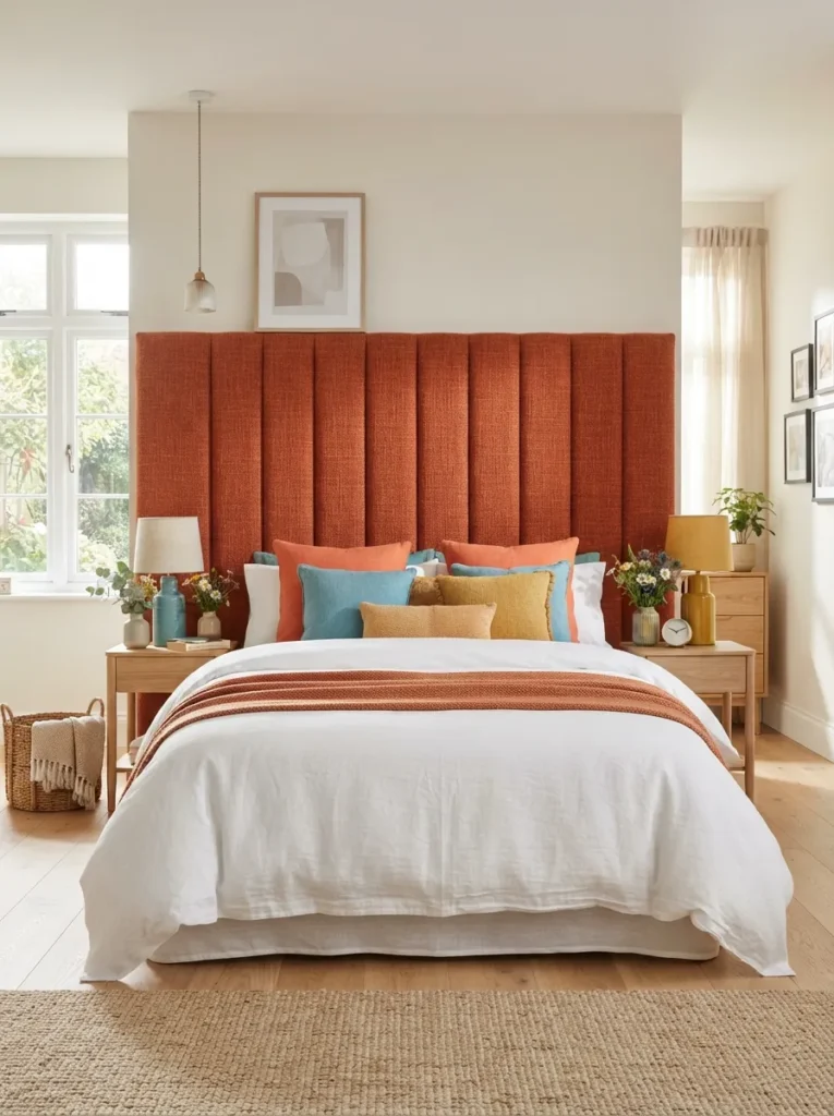 Orange Headboard Pop For Colorful Bedroom - 20 Colorful Bedroom Ideas for a Bright Happy Space