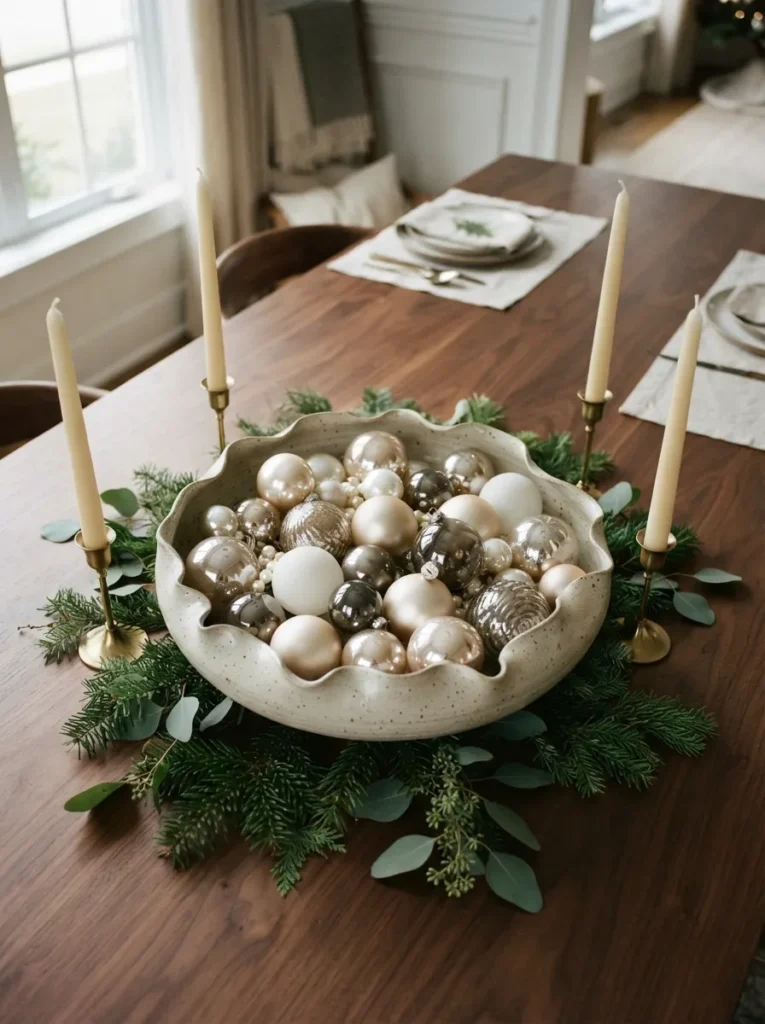 Ornament Bowl Centerpiece - 21 Classy Christmas Decor Ideas That Feel Expensive