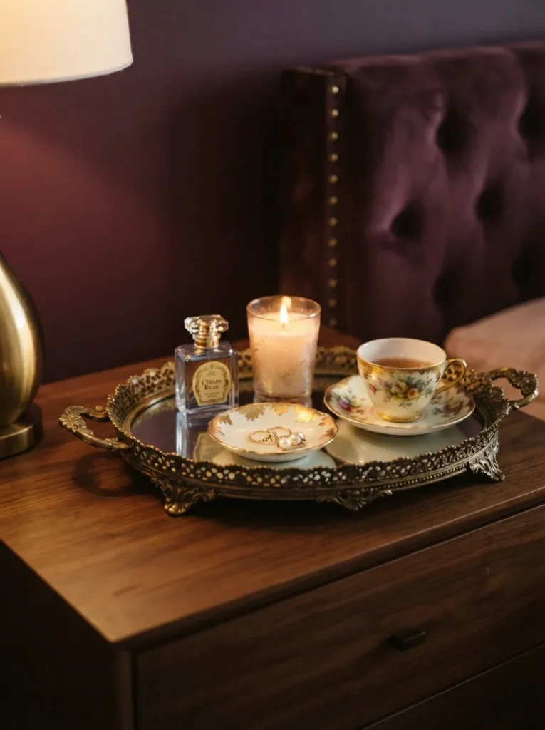 Ornate Decorative Trays - 19 Dark Feminine Bedroom Ideas That Feel Luxe and Moody