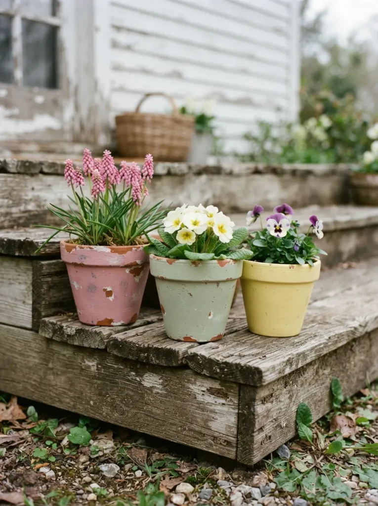 Pastel Painted Planters - 22 Spring Front Porch Decor Ideas to Welcome the Season