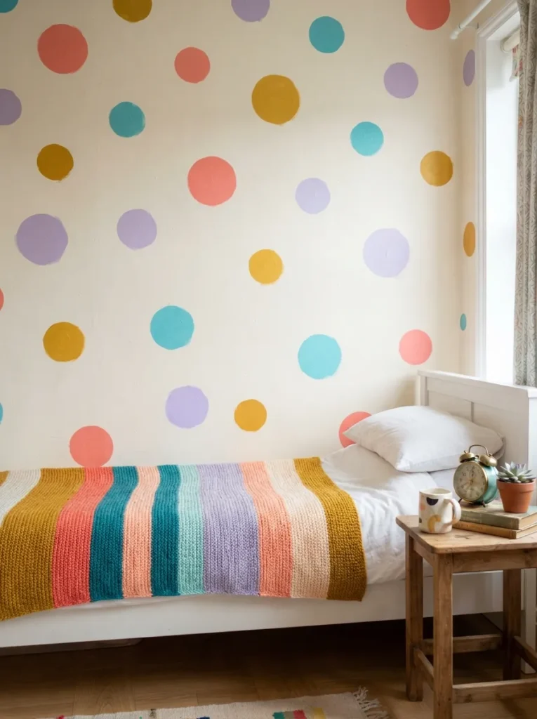 Polka Dot Walls - 20 Colorful Bedroom Ideas for a Bright Happy Space
